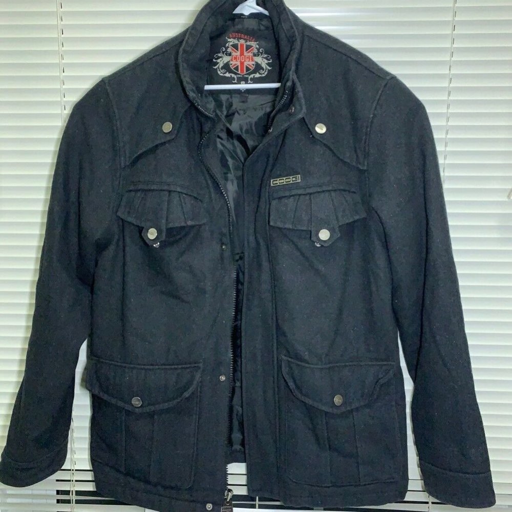 Coogi Australia Mens Zip Up Jacket Black Collared